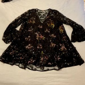Free People falling flower frock mini dress- size M